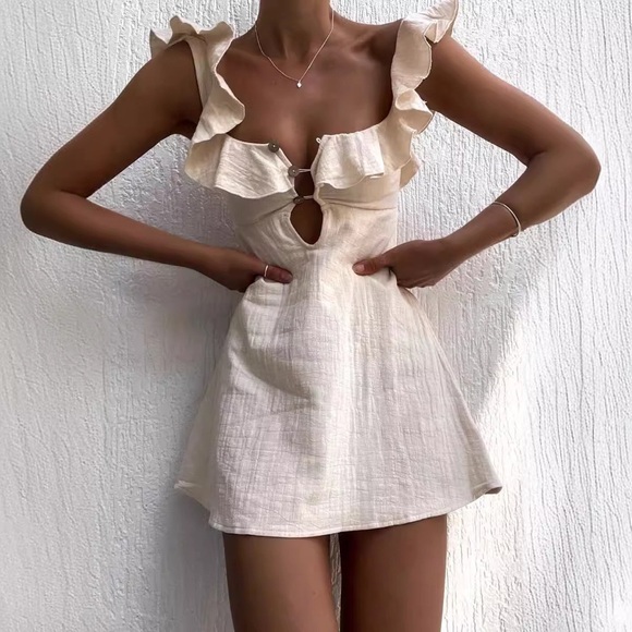 Zimmermann Dresses & Skirts - Zimmermann Casual Ruffle-Trim Mini Dress in Cream